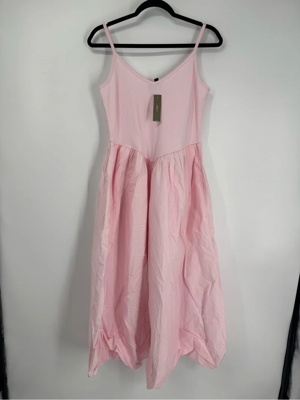 NWT J. Crew Basque-Waist Mixy Dress White Rose V-Neck Midi Pocket Fit & Flare L